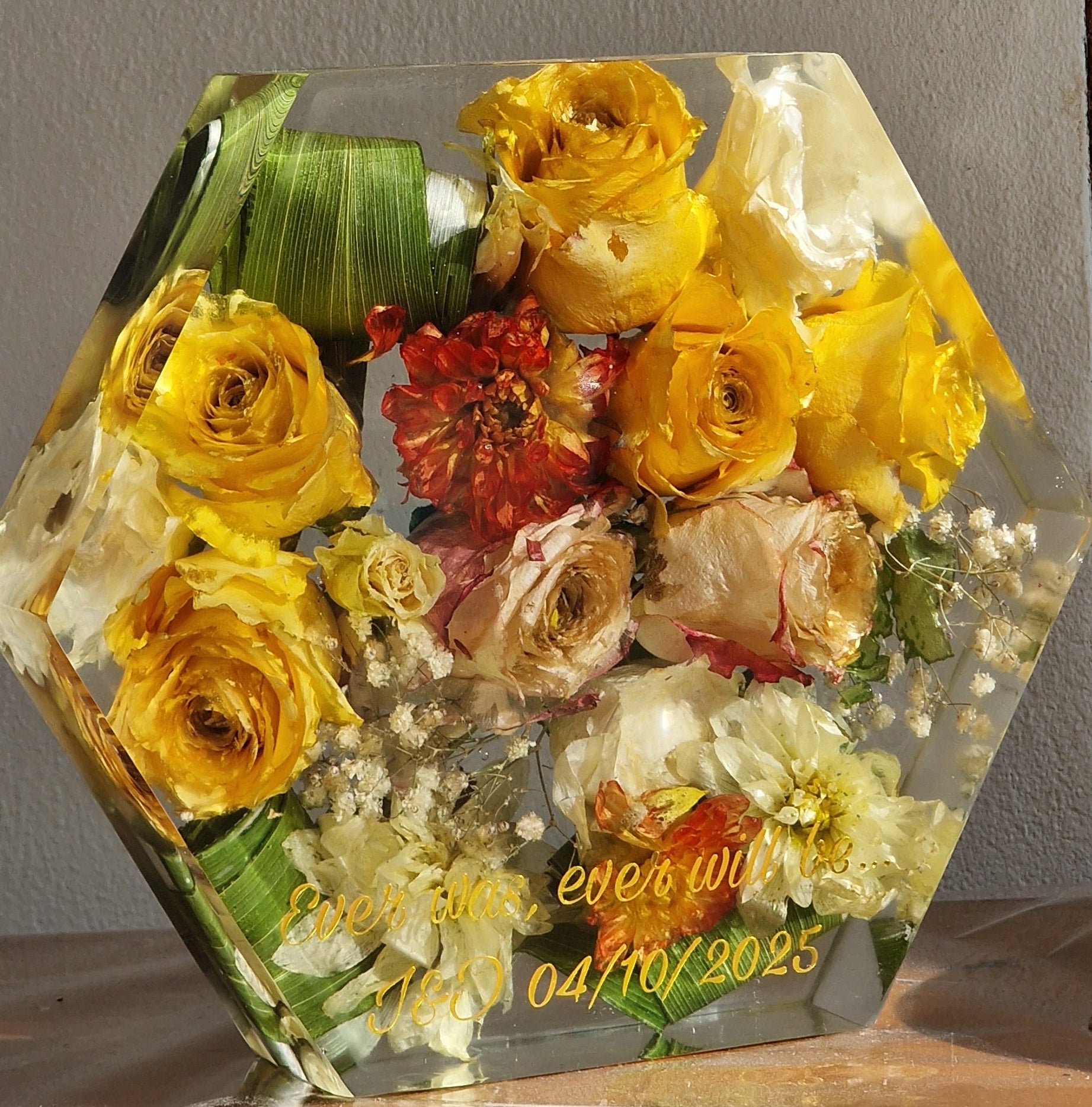 conservazione bouquet matrimonio in resina Milano Pollon Resinart