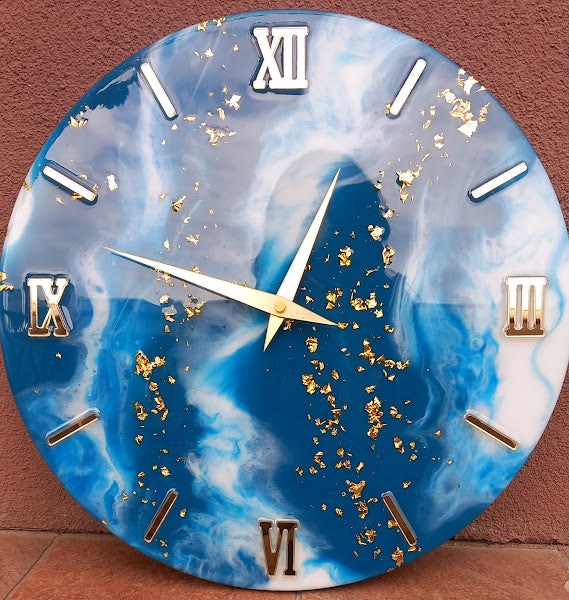 Orologio di design in resina effetto marmo fatto a mano Pollon Resinart