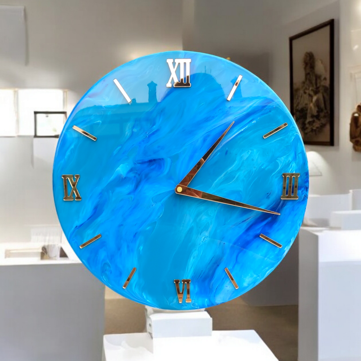 Orologio di design in resina effetto marmo fatto a mano Pollon Resinart
